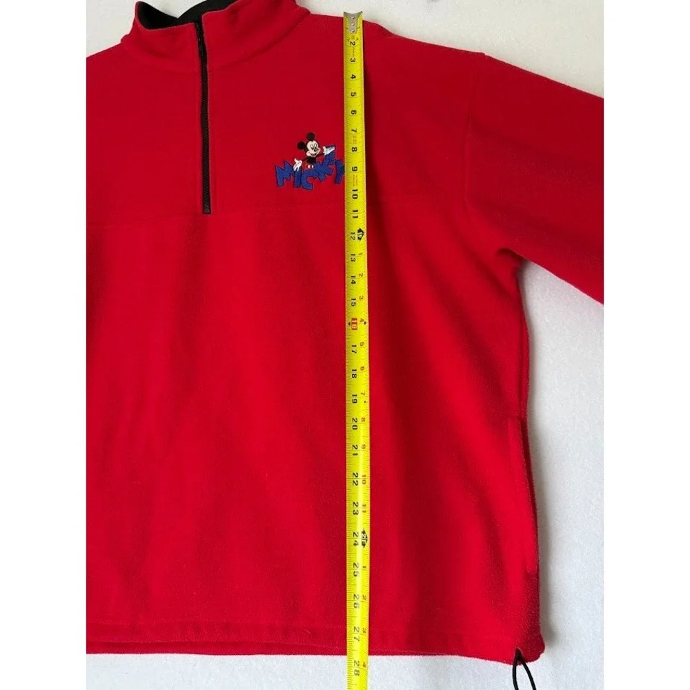 Disney Mickey Mouse Jacket Men XXL Red Fleece 1/4 Zip Pullover‎ Y2K Outewear